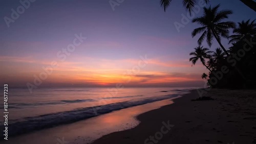 Wallpaper Mural Beautiful Beach Sunset with Palm Trees and Ocean. Torontodigital.ca
