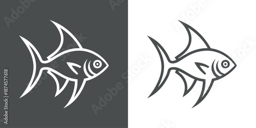 Dibujo sencillo con líneas de pez tropical 