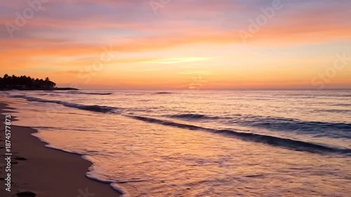 Wallpaper Mural Beautiful Beach Sunset with Waves and Colorful Sky. Torontodigital.ca