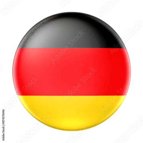 Germany flag icon - round badge or button. 3d rendering