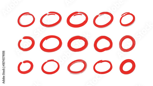 Collection of hand-drawn red marker circles suggesting selection, correction, or emphasis