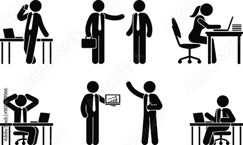 Business people working and interacting in office environment