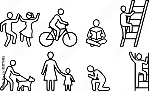 People engaging in various physical activities and interactions