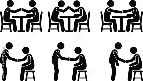 Handshake between two people in different positions