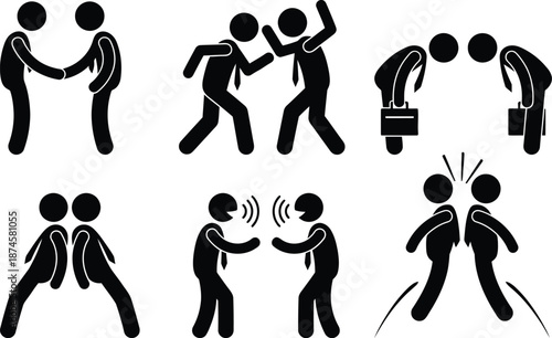 People fighting and hurting each other in various situations