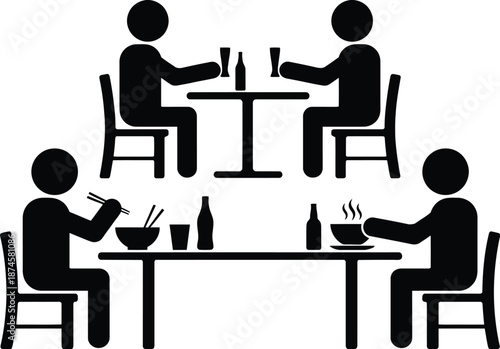 People eating and drinking together at restaurant