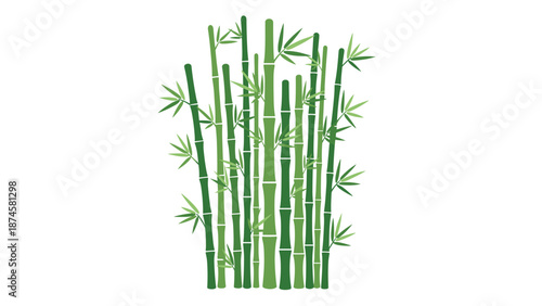 Dense cluster of vibrant green bamboo stalks with delicate leaves, symbolizing strength, flexibility, and natural beauty.