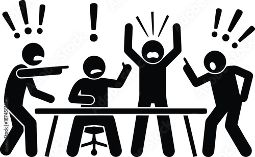 Group of people having heated argument around table