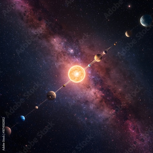 galaxy in space with planets 