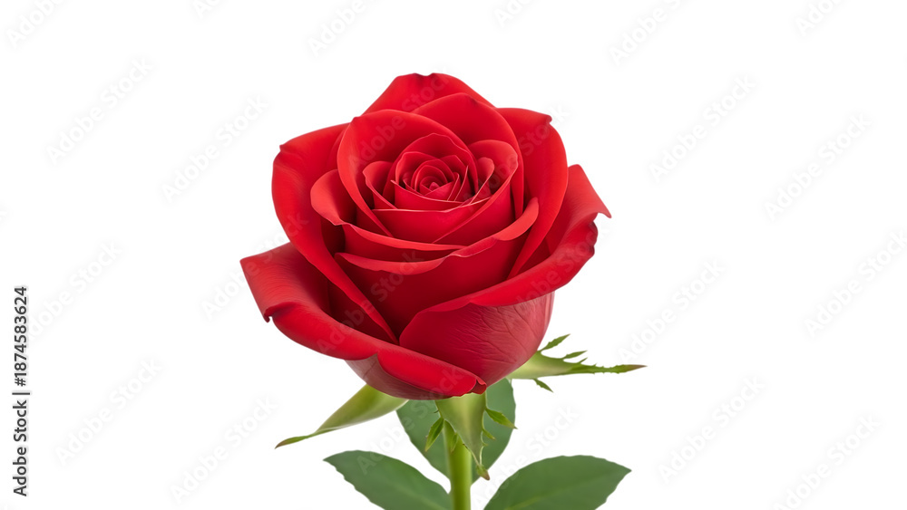 Fototapeta premium Rose flower love background isolated on white cut out on PNG. AI GENERATED.