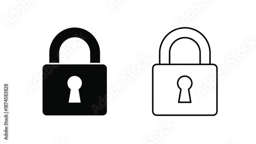 Two padlock icons one filled and one outlined a security symbol silhouette
