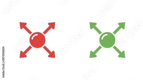 Two circular diagrams with radiating arrows a striking silhouette