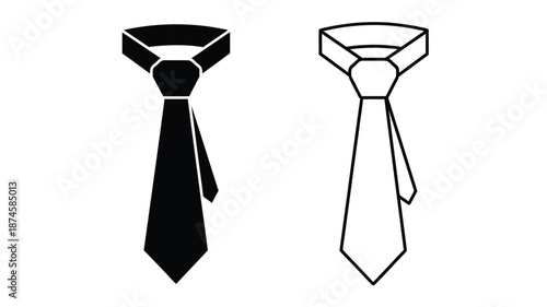 Two neckties in different styles one filled one outline silhouette