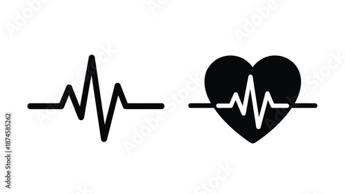 Heartbeat line and heart shape graphic a simple medical illustration silhouette
