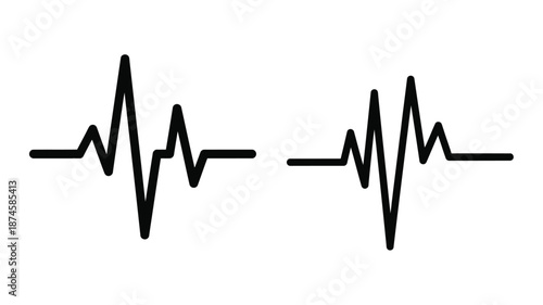 Simple black heartbeat line drawing with a bold striking silhouette