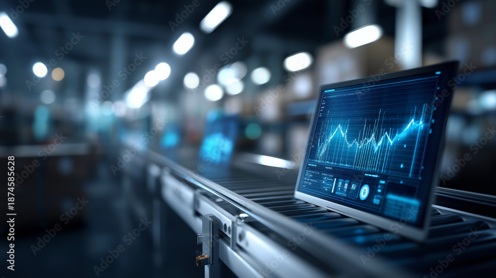 Obraz premium AI powered system improving retail inventory management analyzing sales data demand forecasting real time stock monitoring optimized inventory control logistics tec