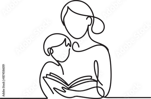 Mother reading to child in a warm and intimate setting at home from a book