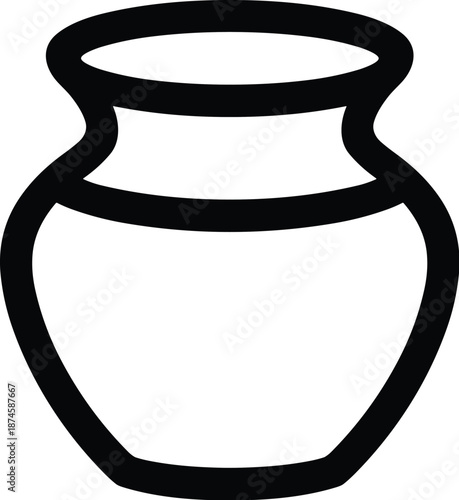 Single clay pot vector on white background.
