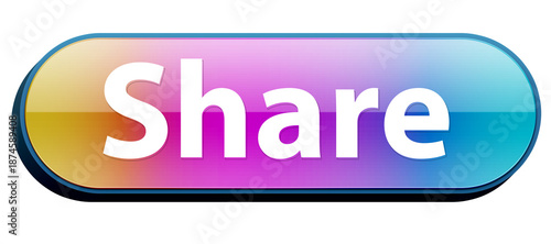 Fotografía Vibrant Glossy Share Button, Social Media Networking Icon for Apps