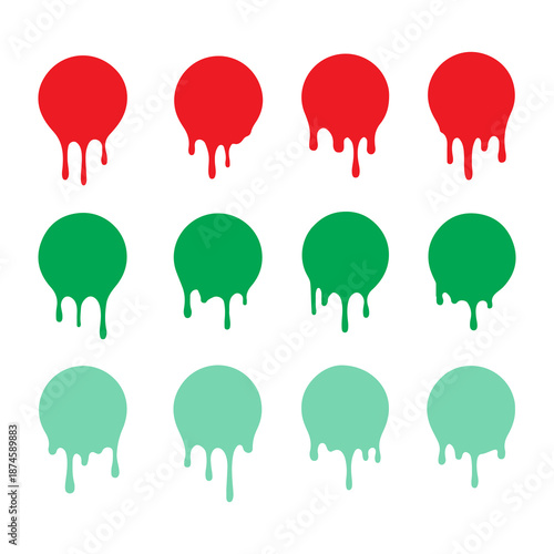 Dripping Gradient Circles Art in Red to Mint Palette