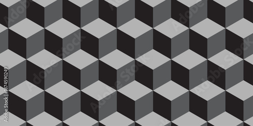 3d modeling cubes Illustration decoration seamless gray material pattern square design.