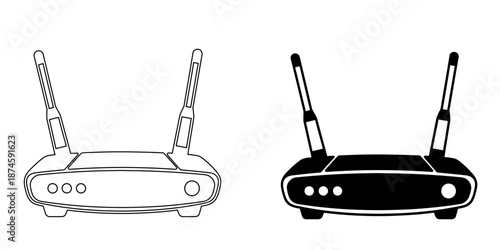 Wifi Router and Wireless Modem Vector Icons  for Network Connectivity and Internet Technology Design