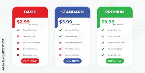Modern Subscription Pricing Plans Comparison Table