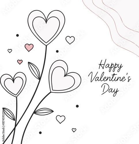 Valentine card with heart and flowers vector illustration