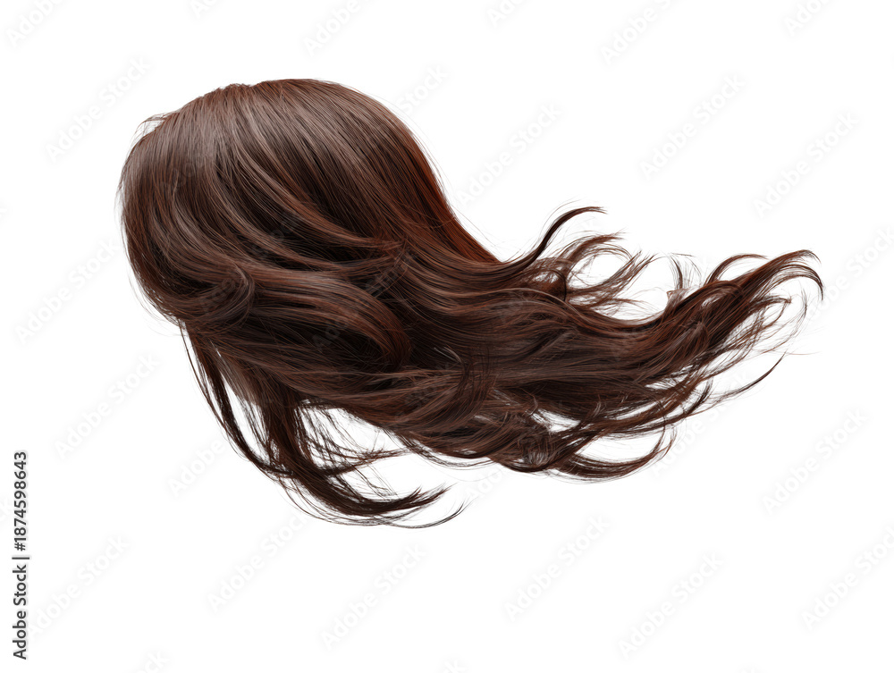Fototapeta premium Floating Brown Hair on Grey Background 