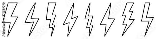 Lightning bolt line icons