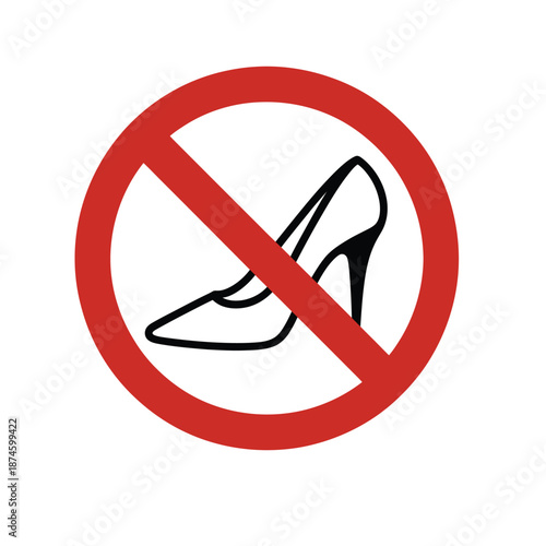 Prohibition sign indicating no high heels allowed in this area.