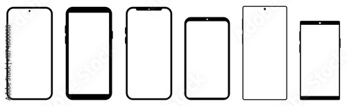 Smartphone mockup with blank screen set