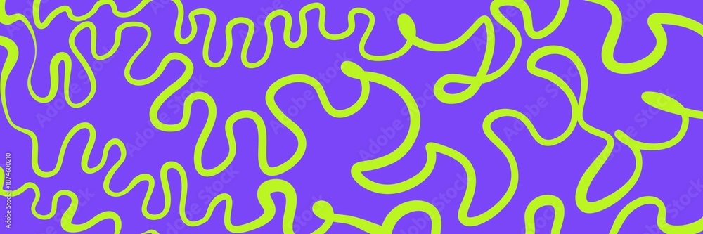 Fototapeta premium Violet pink abstract tangled lines with lime green accents and energetic flow, ideal for luxury rave or festival seamless branding
