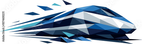 Abstract High-Speed Train. Low-poly vector illustration focused on an abstract high-speed rail concept, polygonal geometric style