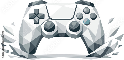 Geometric Game Controller. Low-poly vector illustration of a modern game controller representing digital lifestyle and interactive