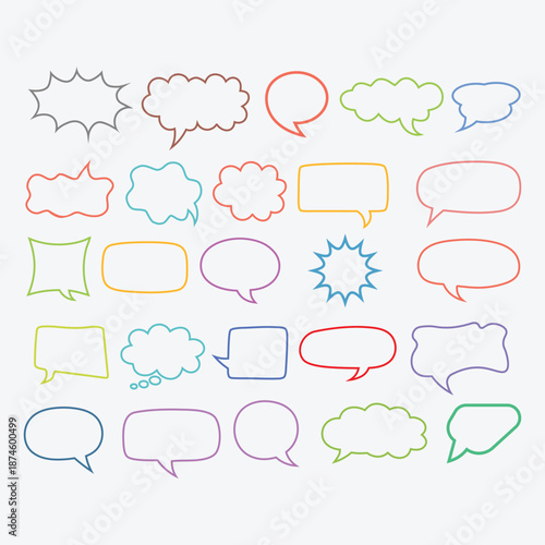 Colorful Speech Bubble Set for Chat and Communication Design