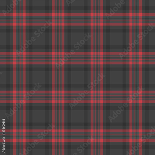 Skill texture check seamless, expensive vector pattern plaid. Ethnicity fabric background textile tartan in grey and red colors.