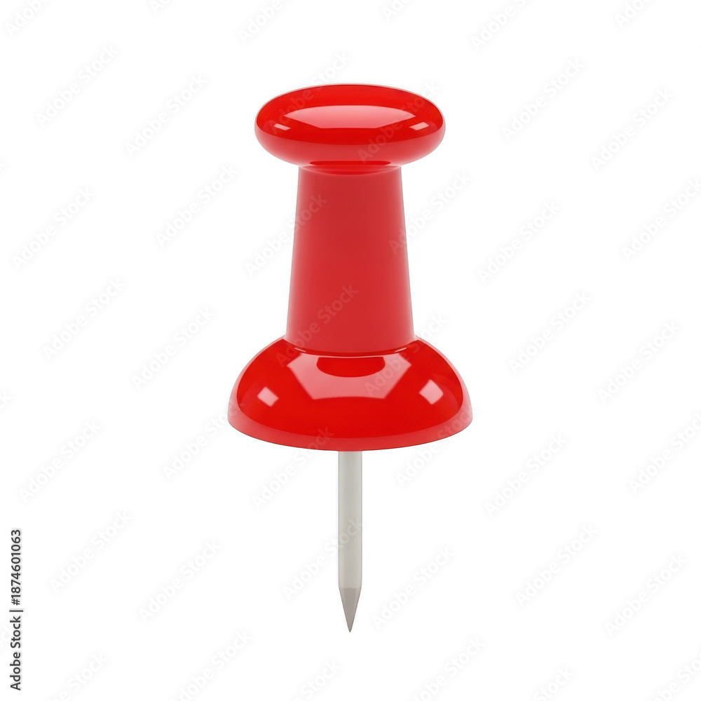 Fototapeta premium Red thumbtack isolated on transparent background