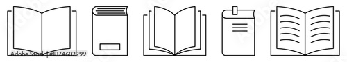 Set of outline book icons