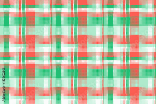 Hobby fabric pattern check, path plaid vector texture. Celtic textile background tartan seamless in red and light colors.