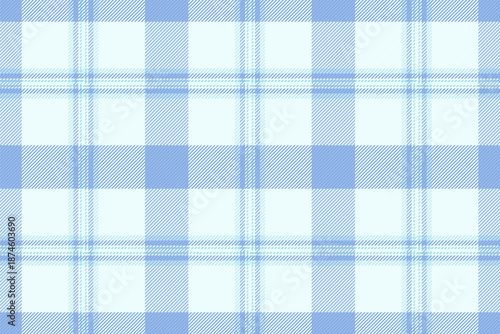 Perfect plaid seamless fabric, customized background check tartan. Punk texture vector pattern textile in blue and azure colors.