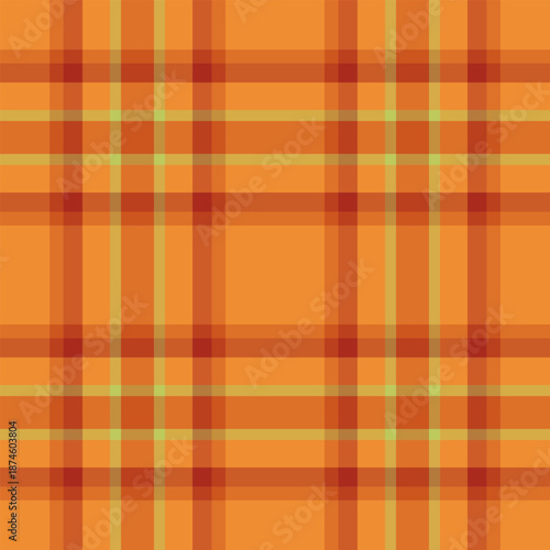 Tweed plaid textile seamless, neat check vector tartan. Gold pattern background fabric texture in orange and amber colors.