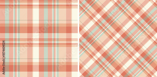 Pattern vector texture of plaid check fabric with a background seamless tartan textile. Set in popular colors for casual menswear fashion in daily style.