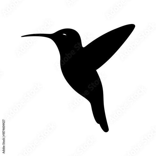 Silhouette of a hummingbird in flight