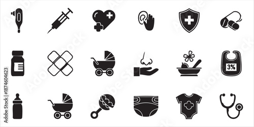 Medical and baby care icons collection
