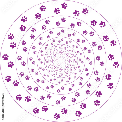 Paw Prints Background. Cute pets and Dogs pets paw print isolated on white background