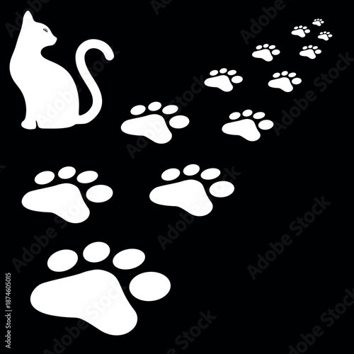 Paw Prints Background. Cute pets and Dogs pets paw print isolated on white background.