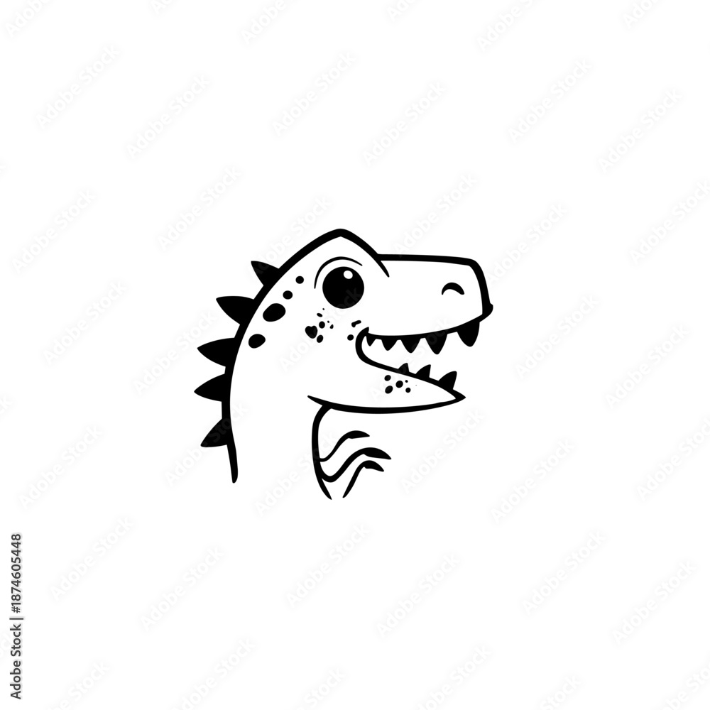 Fototapeta premium Albertosaurus. Albertosaurus simple black and white line art vector logo