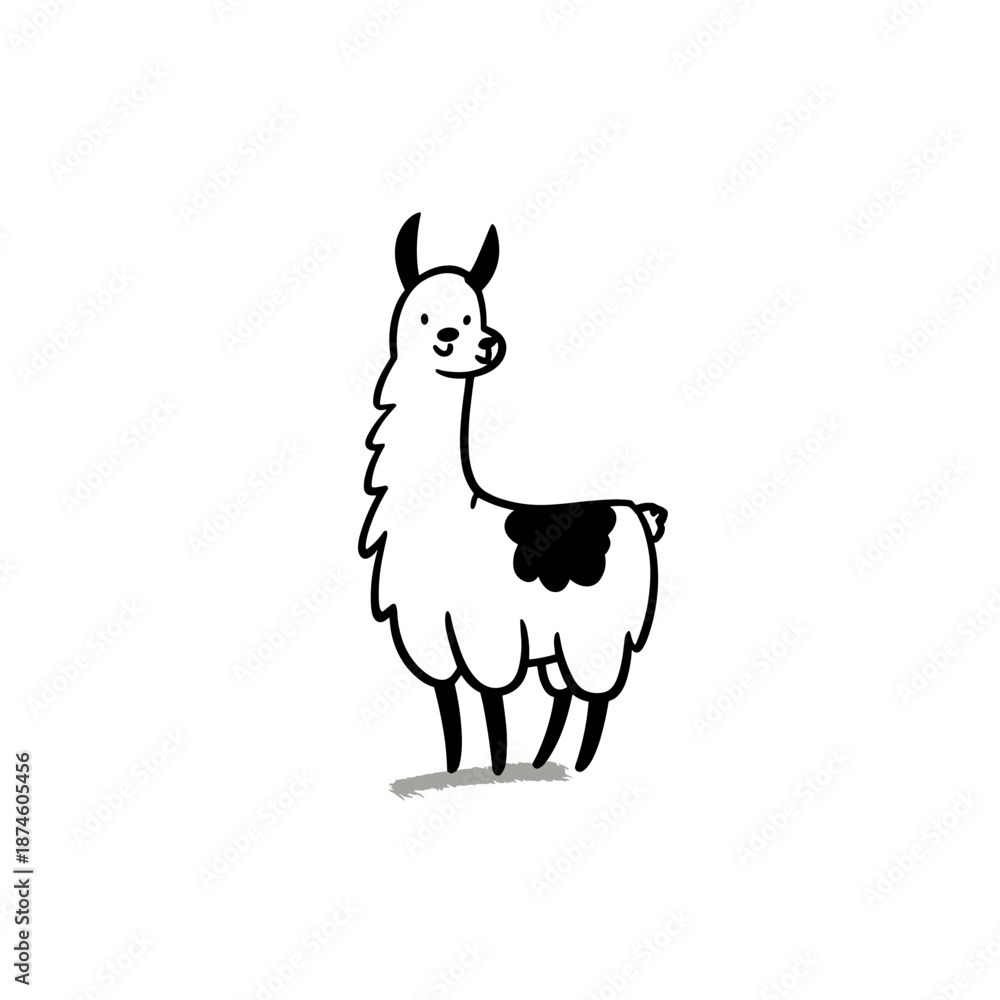 Obraz premium llama. llama simple black and white line art vector logo