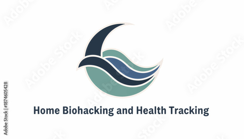Home Biohacking and Health Tracking logo design. Stylized bird and wave icon with grunge texture. Vector illustration for wellness brand identity